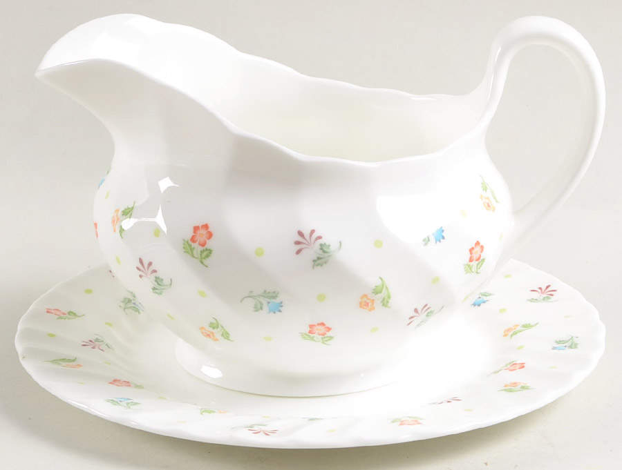 Cascade Round Gravy Boat & Bread and Butter Stand by Wedgwood-1