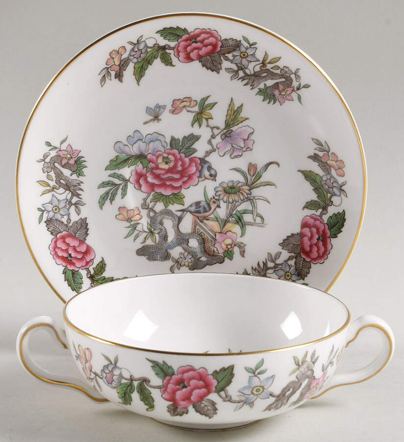 Cathay Flat Cream Soup Bowl & Saucer Set by Wedgwood-1