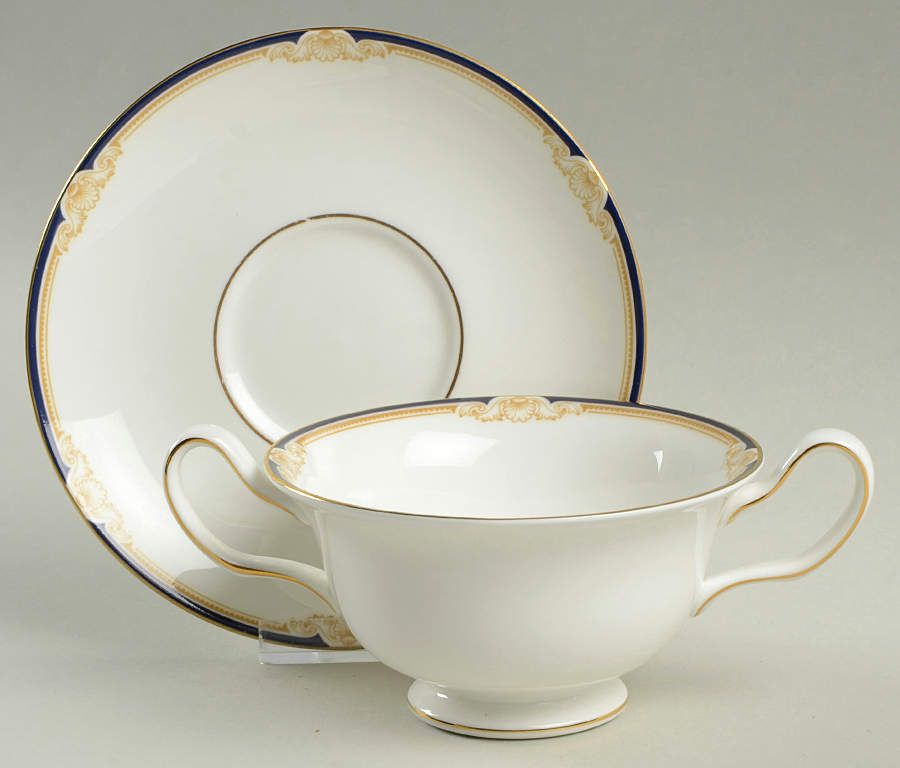 Cavendish Footed Cream Soup Bowl & Saucer Set by Wedgwood-1