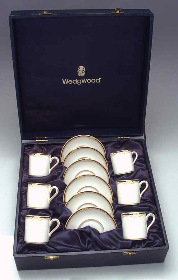 Cavendish Set of 6 Bond Shape Demitasse Cup/Saucer W/Box by Wedgwood-1