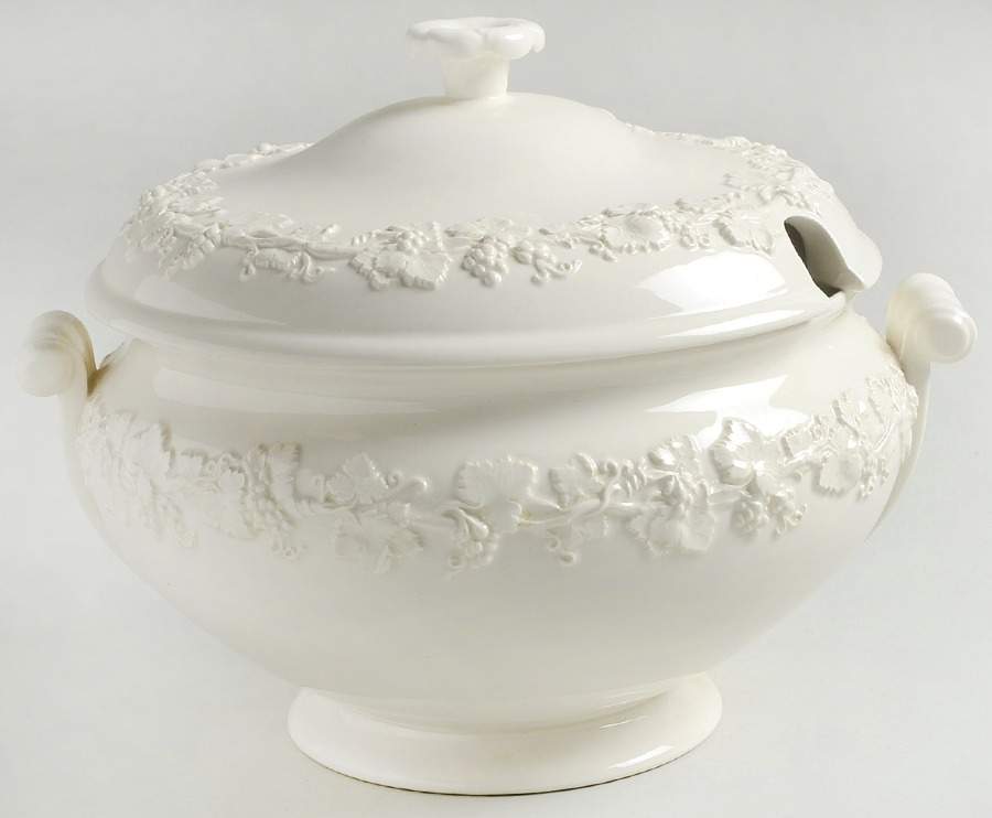 Cream Color on Cream Color (Plain Edge) Tureen &  Lid by Wedgwood-1