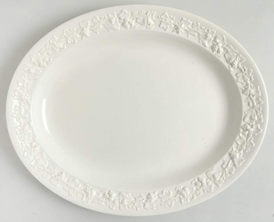 Cream Color on Cream Color (Plain Edge) 14" Oval Serving Platter by Wedgwood-1
