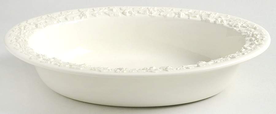 Cream Color on Cream Color (Plain Edge) 9" Oval Vegetable Bowl by Wedgwood-1