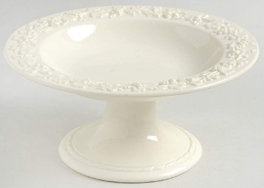 Cream Color on Cream Color (Plain Edge) Round Compote (Height X Width) by Wedgwood-1