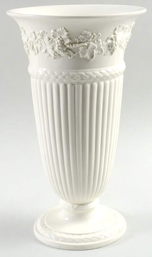 Cream Color on Cream Color (Plain Edge) 12" Vase by Wedgwood-1