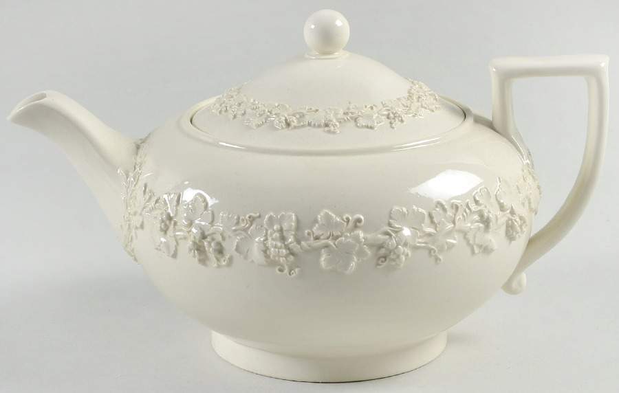 Cream Color on Cream Color (Plain Edge) Small Teapot & Lid by Wedgwood-1