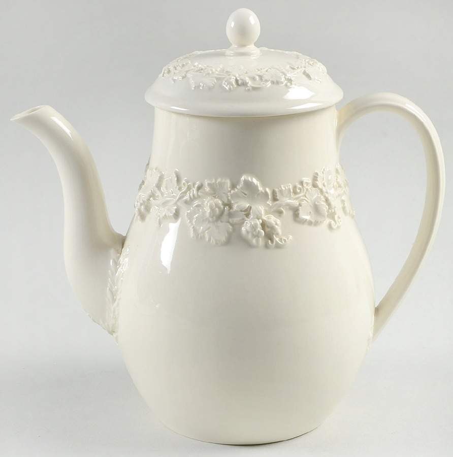 Cream Color on Cream Color (Plain Edge) Coffee Pot & Lid by Wedgwood-1