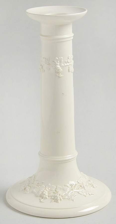 Cream Color on Cream Color (Plain Edge) 7" Candlestick by Wedgwood-1
