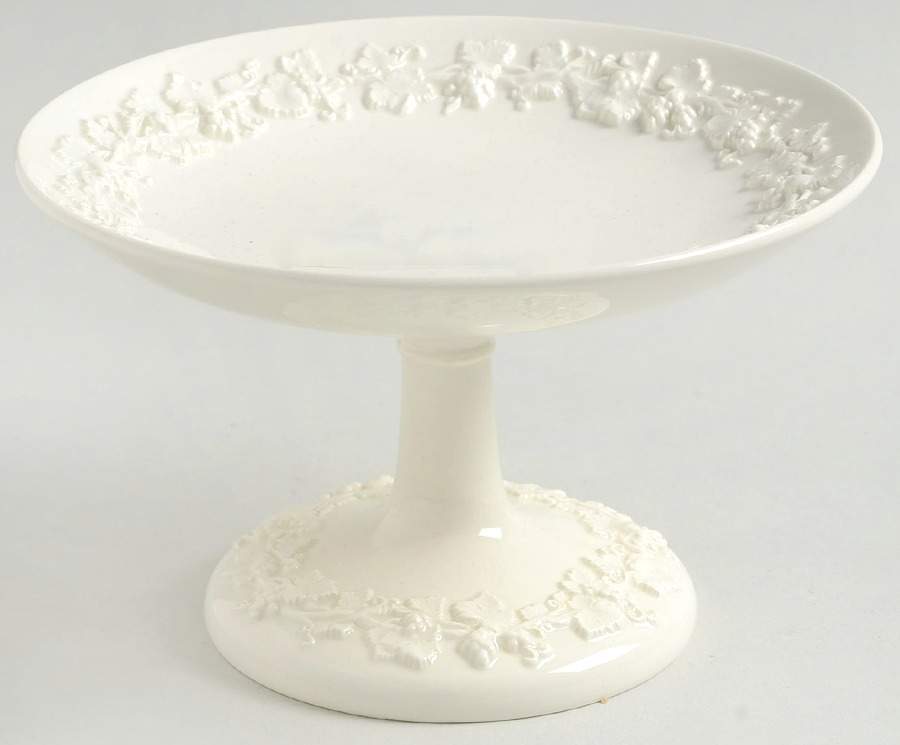 Cream Color on Cream Color (Plain Edge) Round Compote (Height X Width) by Wedgwood-1