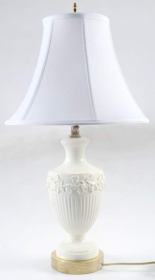 Cream Color on Cream Color (Plain Edge) 16" Lamp Electric & Shade by Wedgwood-1
