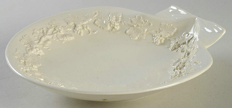Cream Color on Cream Color (Plain Edge) Large Shell Shaped Dish by Wedgwood-1