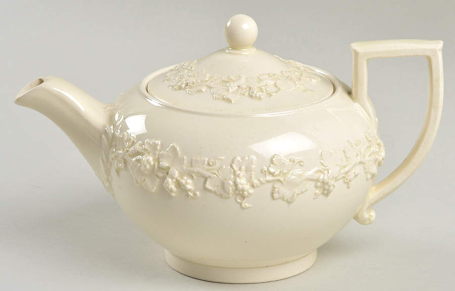 Cream Color on Cream Color (Plain Edge) Mini Teapot & Lid by Wedgwood-1