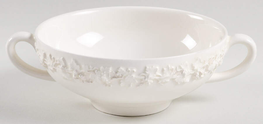 Cream Color on Cream Color (Plain Edge) Flat Cream Soup Bowl by Wedgwood-1