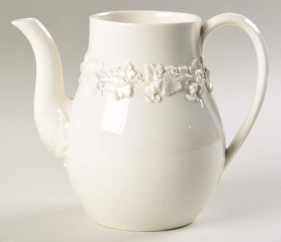 Cream Color on Cream Color (Plain Edge) Coffee Pot No Lid by Wedgwood-1