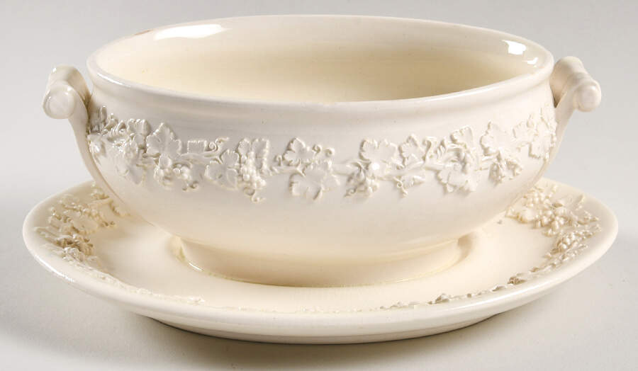 Cream Color on Cream Color (Plain Edge) Gravy Boat No Lid by Wedgwood-1