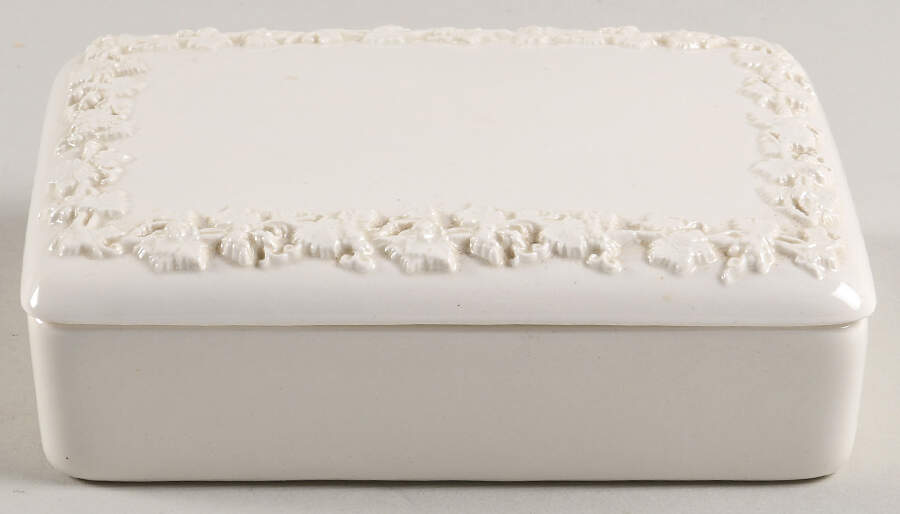 Cream Color on Cream Color (Plain Edge) Cigarette Box & Lid by Wedgwood-1