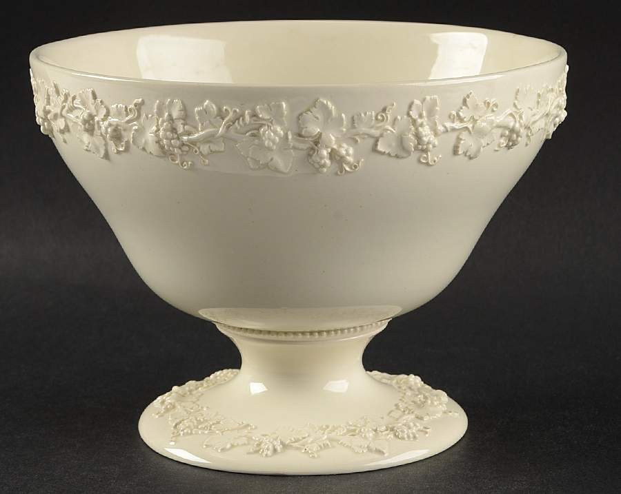 Cream Color on Cream Color (Plain Edge) 7" Footed Bowl by Wedgwood-1