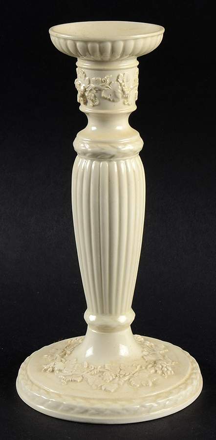 Cream Color on Cream Color (Plain Edge) 8" Tall Candlestick by Wedgwood-1