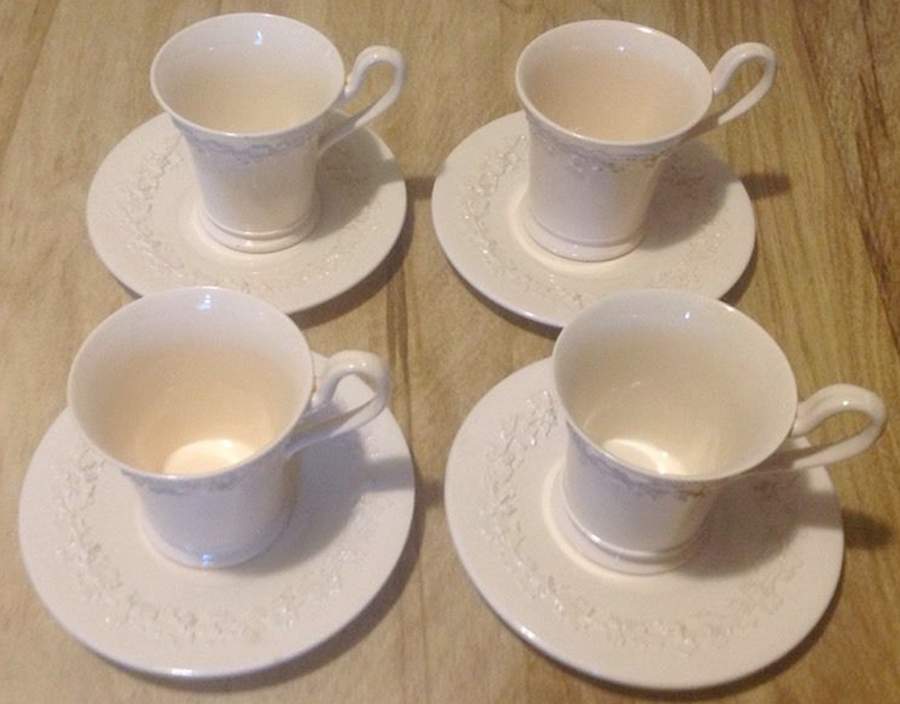 Cream Color on Cream Color (Plain Edge) Chocolate Cup & Saucer Set by Wedgwood-1