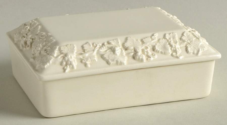 Cream Color on Cream Color (Plain Edge) Cigarette Box & Lid by Wedgwood-1