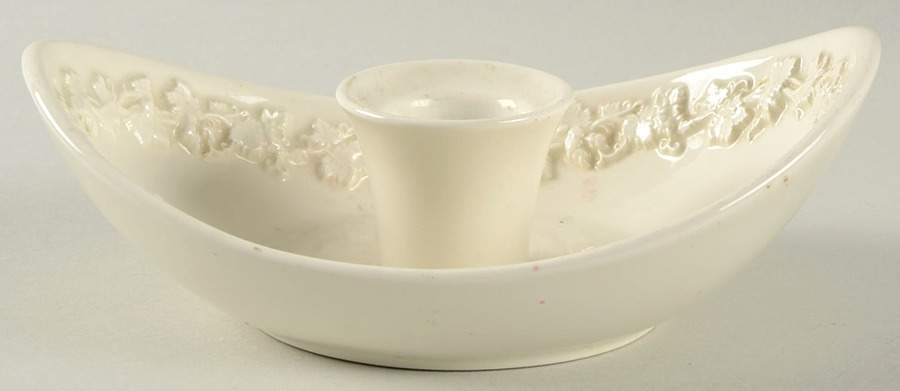 Cream Color on Cream Color (Plain Edge) Single Light Candlestick by Wedgwood-1