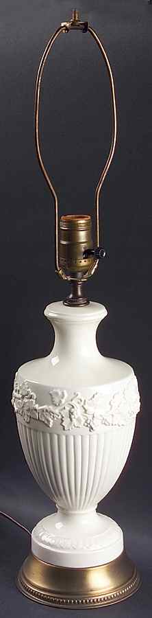 Cream Color on Cream Color (Plain Edge) 23" Electric Lamp No Shade by Wedgwood-1