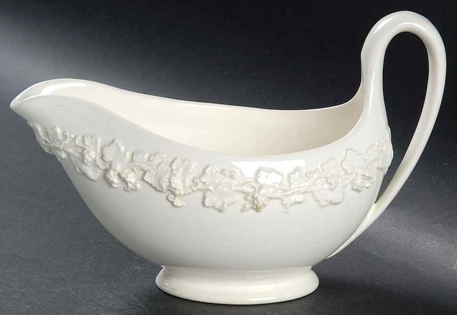 Cream Color on Cream Color (Plain Edge) Gravy Boat by Wedgwood-1