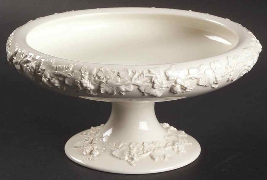 Cream Color on Cream Color (Plain Edge) Round Compote (Height X Width) by Wedgwood-1