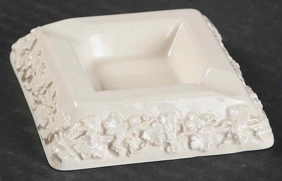 Cream Color on Cream Color (Plain Edge) 2" Square Ashtray by Wedgwood-1