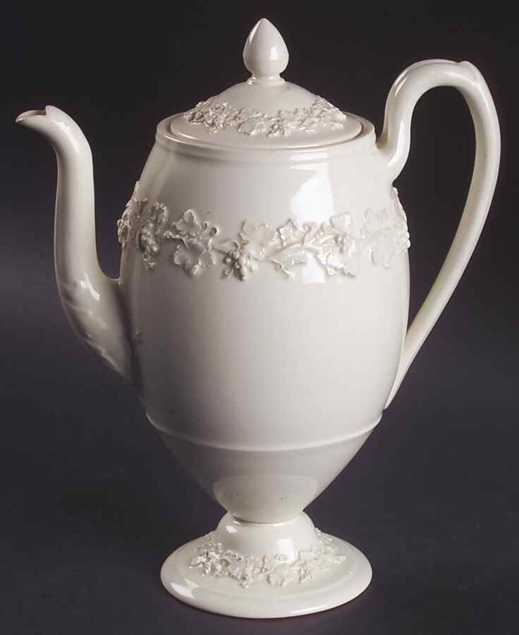 Cream Color on Cream Color (Plain Edge) Coffee Pot & Lid by Wedgwood-1