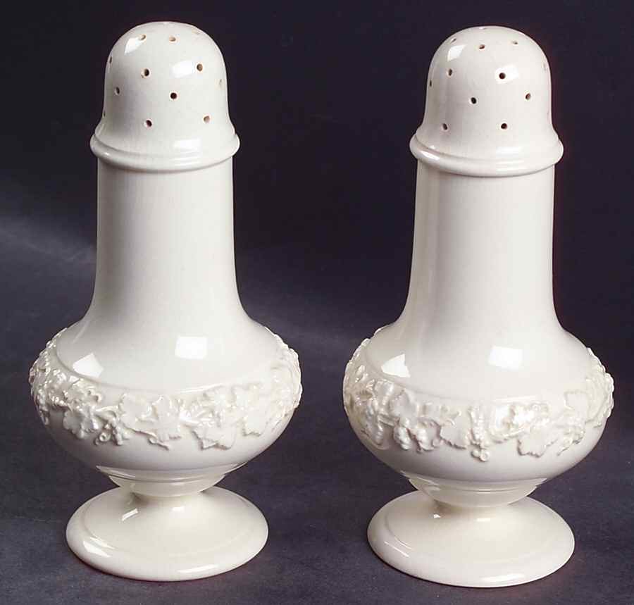 Cream Color on Cream Color (Plain Edge) Salt & Pepper Set by Wedgwood-1