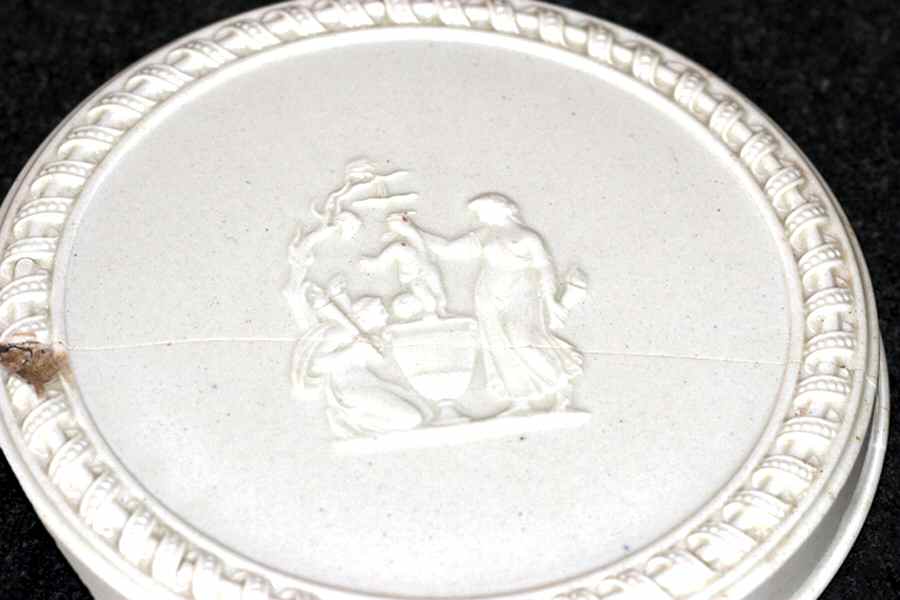 Cream Color on Cream Color (Plain Edge) Lid for Miniature Round Box by Wedgwood-1