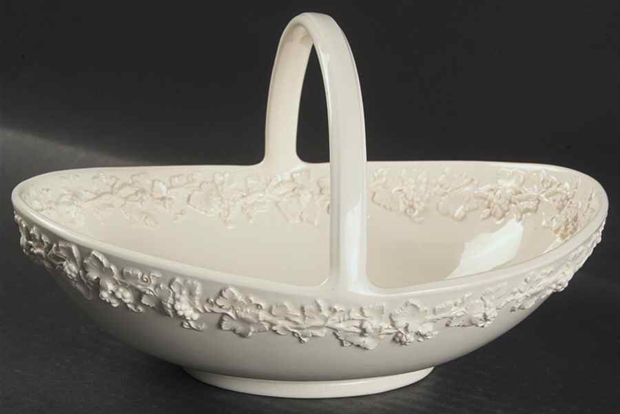 Cream Color on Cream Color (Plain Edge) 8" Handled Basket by Wedgwood-1