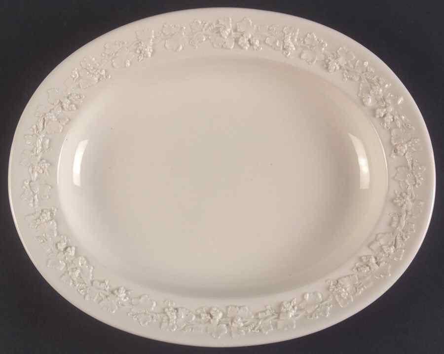 Cream Color on Cream Color (Plain Edge) 10" Oval Serving Platter by Wedgwood-1