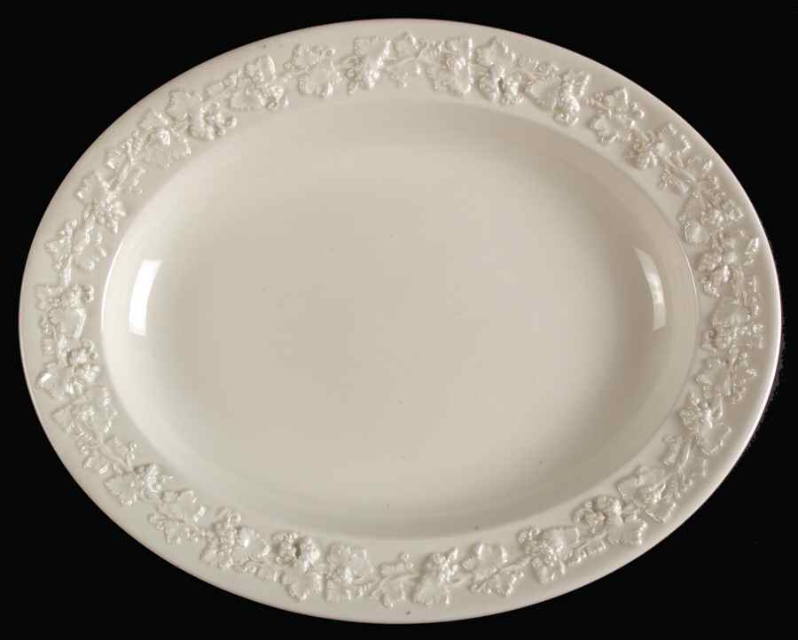 Cream Color on Cream Color (Plain Edge) 13" Oval Serving Platter by Wedgwood-1