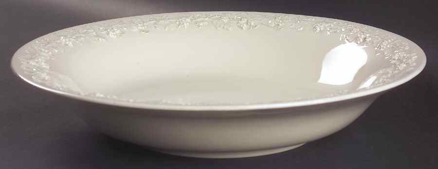 Cream Color on Cream Color (Plain Edge) 13" Large Fruit Bowl by Wedgwood-1