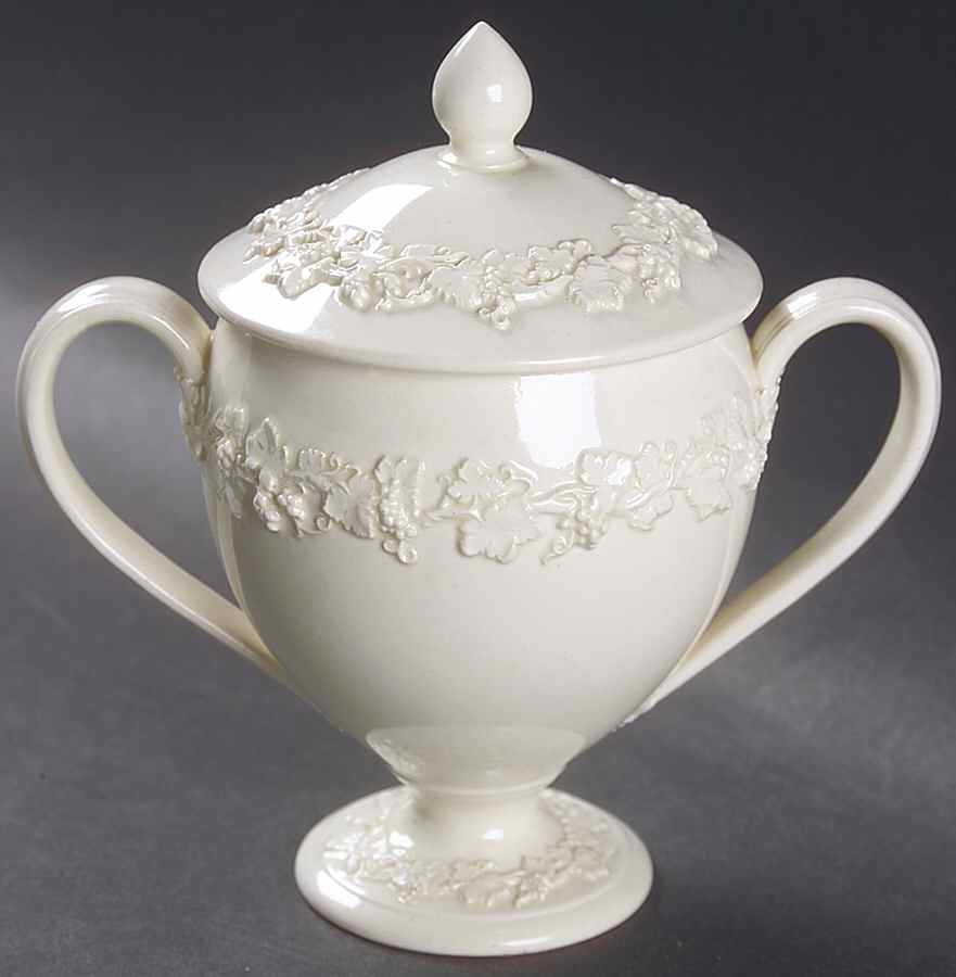 Cream Color on Cream Color (Plain Edge) Sugar Bowl & Lid by Wedgwood-1