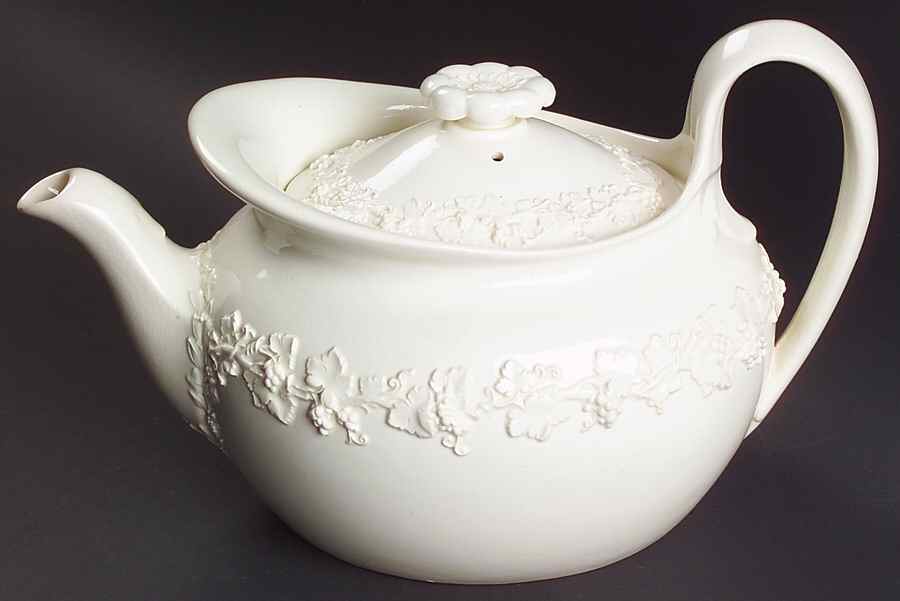 Cream Color on Cream Color (Plain Edge) Teapot & Lid by Wedgwood-1
