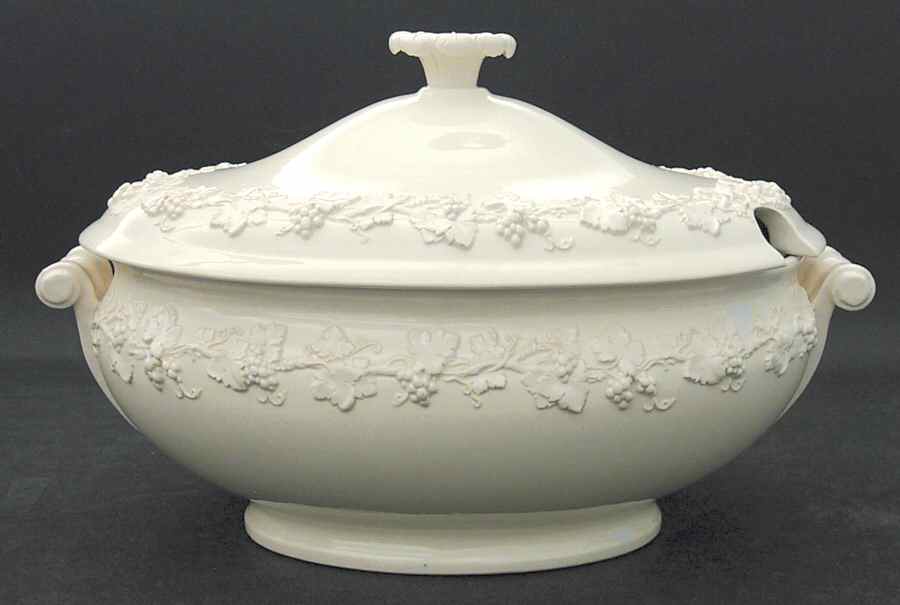 Cream Color on Cream Color (Plain Edge) Oval Tureen & Lid by Wedgwood-1