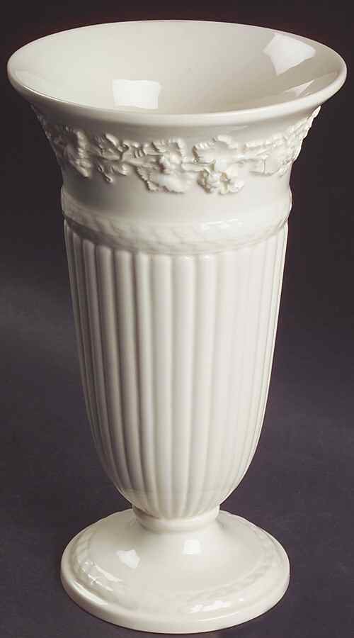 Cream Color on Cream Color (Plain Edge) 8" Vase by Wedgwood-1