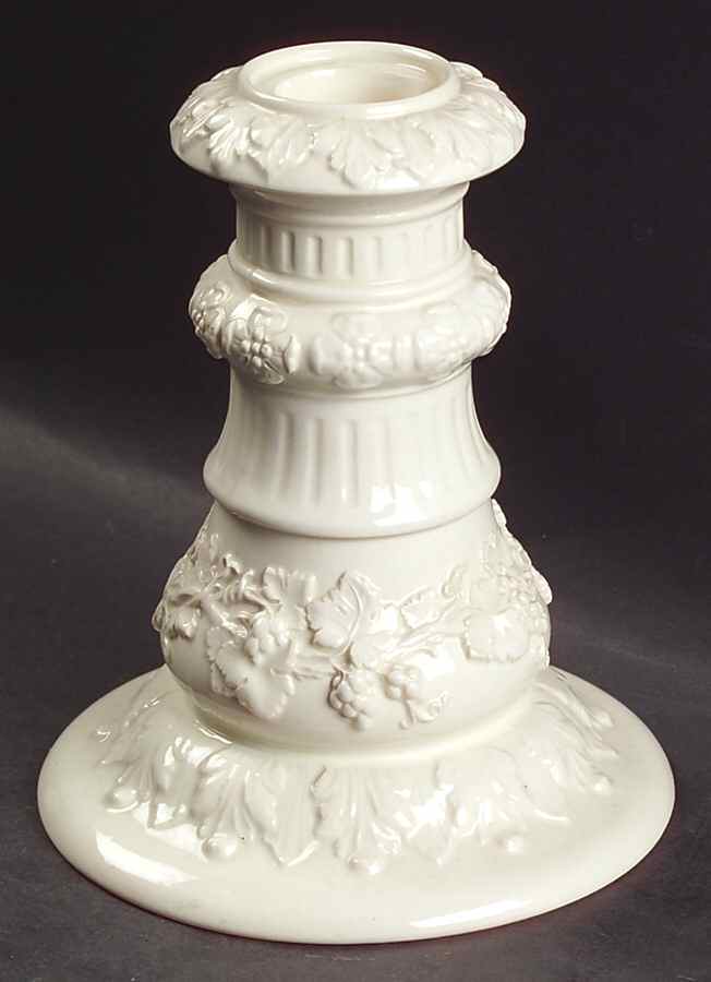 Cream Color on Cream Color (Plain Edge) 5" Candlestick by Wedgwood-1