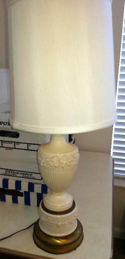 Cream Color on Cream Color (Plain Edge) 28" Electric Lamp & Shade by Wedgwood-1