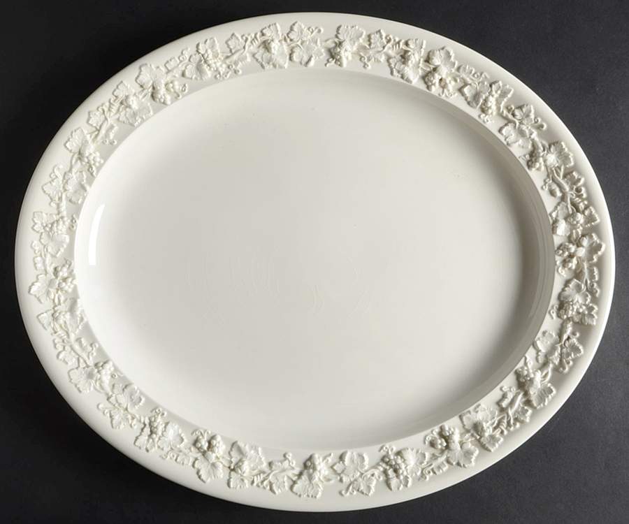 Cream Color on Cream Color (Plain Edge) 16" Oval Serving Platter by Wedgwood-1