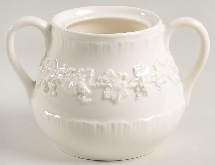 Cream Color on Cream Color (Shell Edge) Sugar Bowl No Lid by Wedgwood-1
