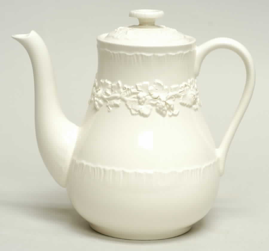 Cream Color on Cream Color (Shell Edge) Coffee Pot & Lid by Wedgwood-1
