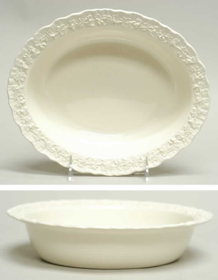 Cream Color on Cream Color (Shell Edge) 9" Oval Vegetable Bowl by Wedgwood-1