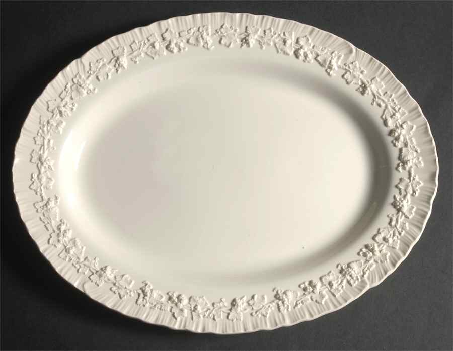 Cream Color on Cream Color (Shell Edge) 14" Oval Serving Platter by Wedgwood-1