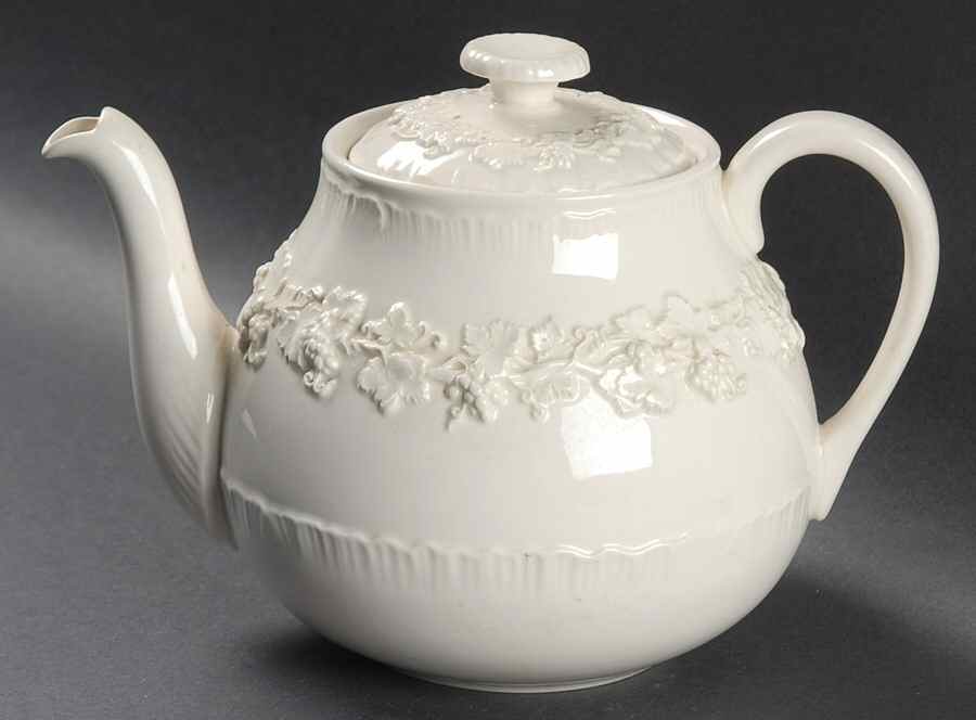 Cream Color on Cream Color (Shell Edge) Teapot & Lid by Wedgwood-1