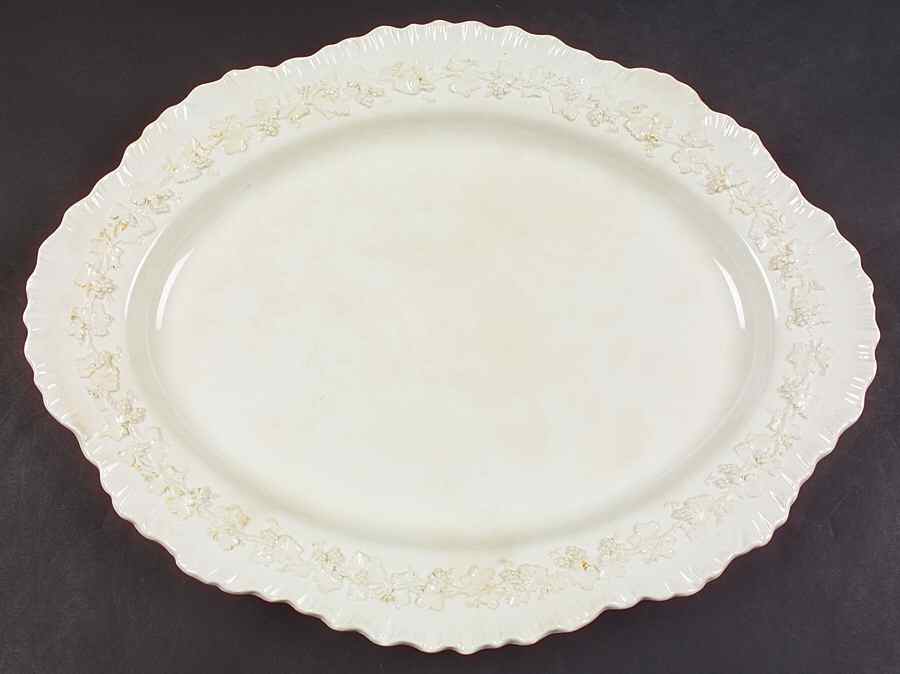 Cream Color on Cream Color (Shell Edge) 16" Oval Serving Platter by Wedgwood-1