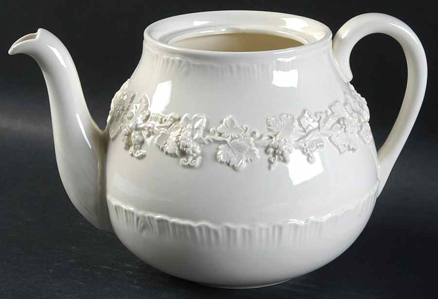 Cream Color on Cream Color (Shell Edge) Teapot No Lid by Wedgwood-1